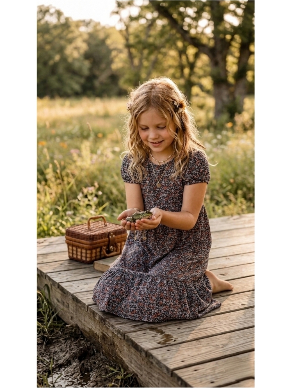 🌿Wonder Nation Boho Floral Peasant Midi Dress 7/8 - Picture 9 of 11